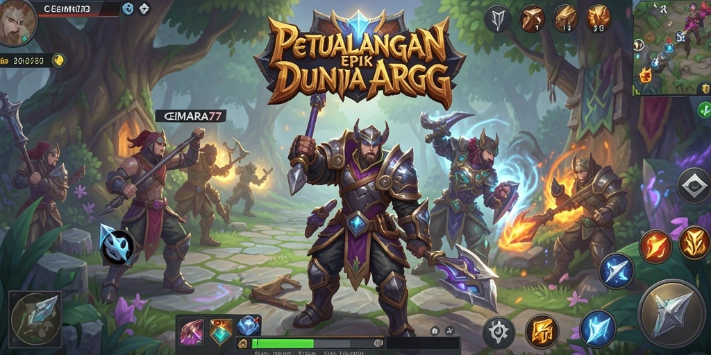 Screenshot gameplay CEMARA77 menampilkan pertarungan epik karakter melawan monster.