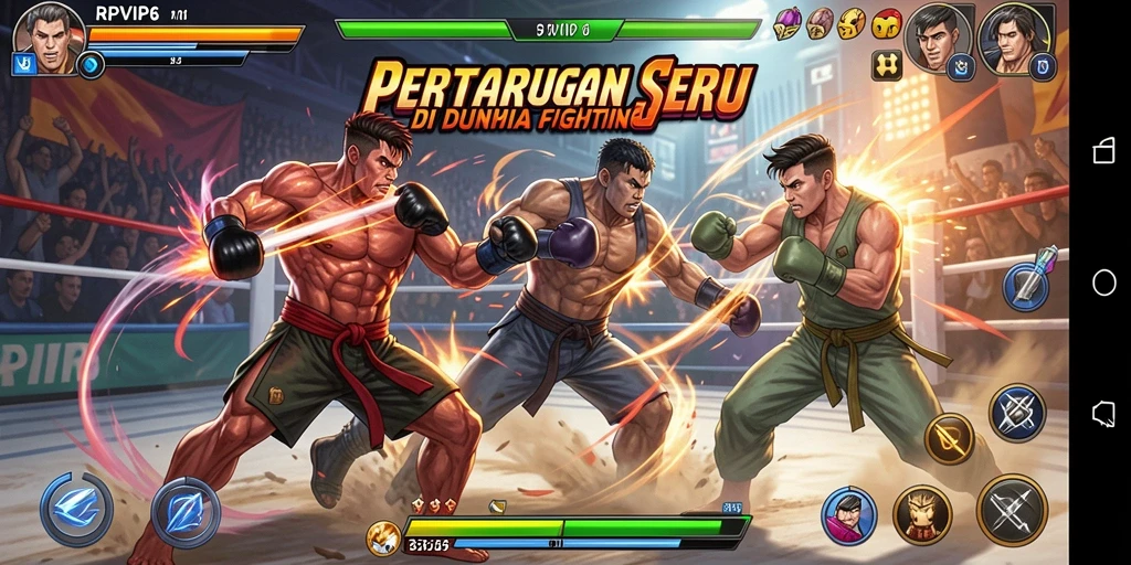 Tampilan screenshot utama RPVIP6 yang menunjukkan aksi bertarung yang intens.