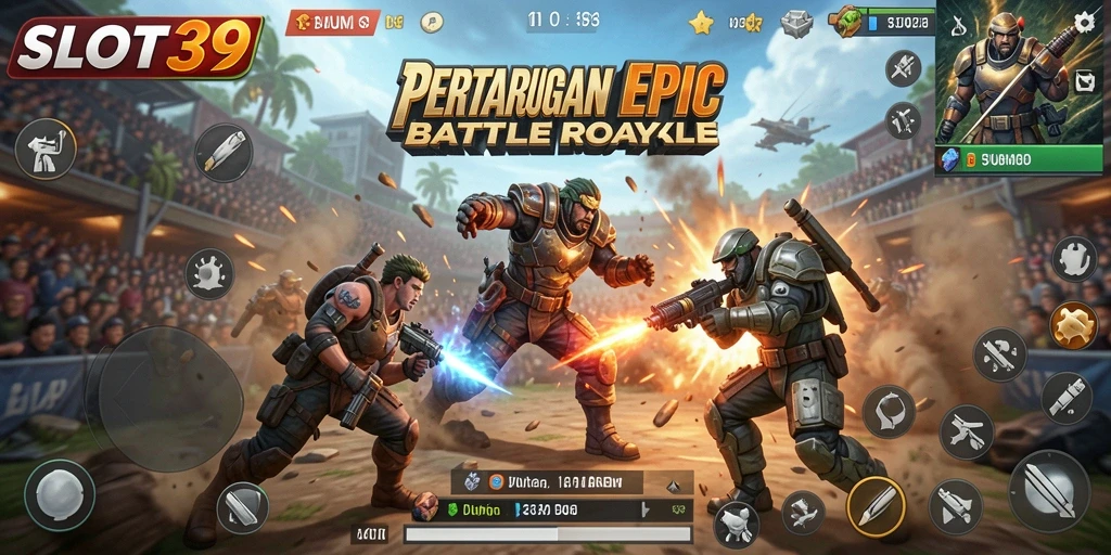 Menampilkan gameplay intens dan seru dalam pertarungan Battle Royale.